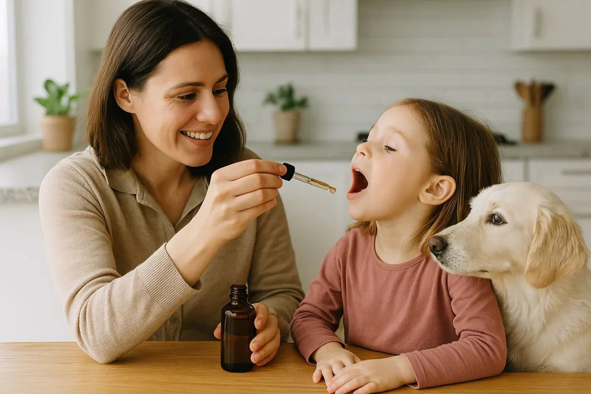 Moeder die levertraan aan kind geeft