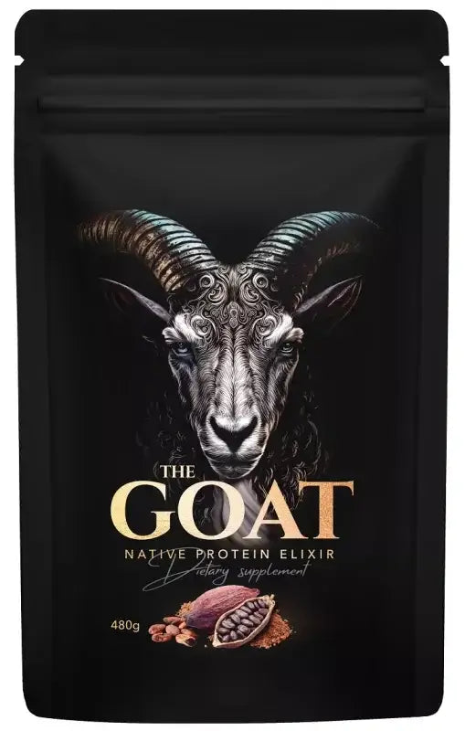 Geitenmelk Eiwitpoeder - 480 gram, Native Goat Protein in een stijlvolle verpakking met een geit.