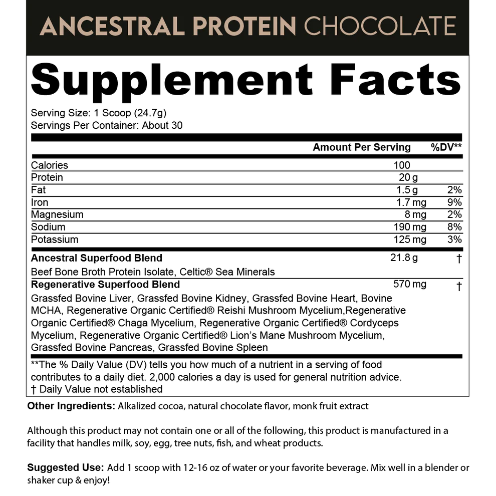 Ancestral Proteinpulver - Grasgefüttert - Schokolade - 744 Gramm
