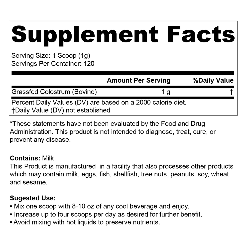 KolostrumPulver von Weiderindern – 119 Gramm