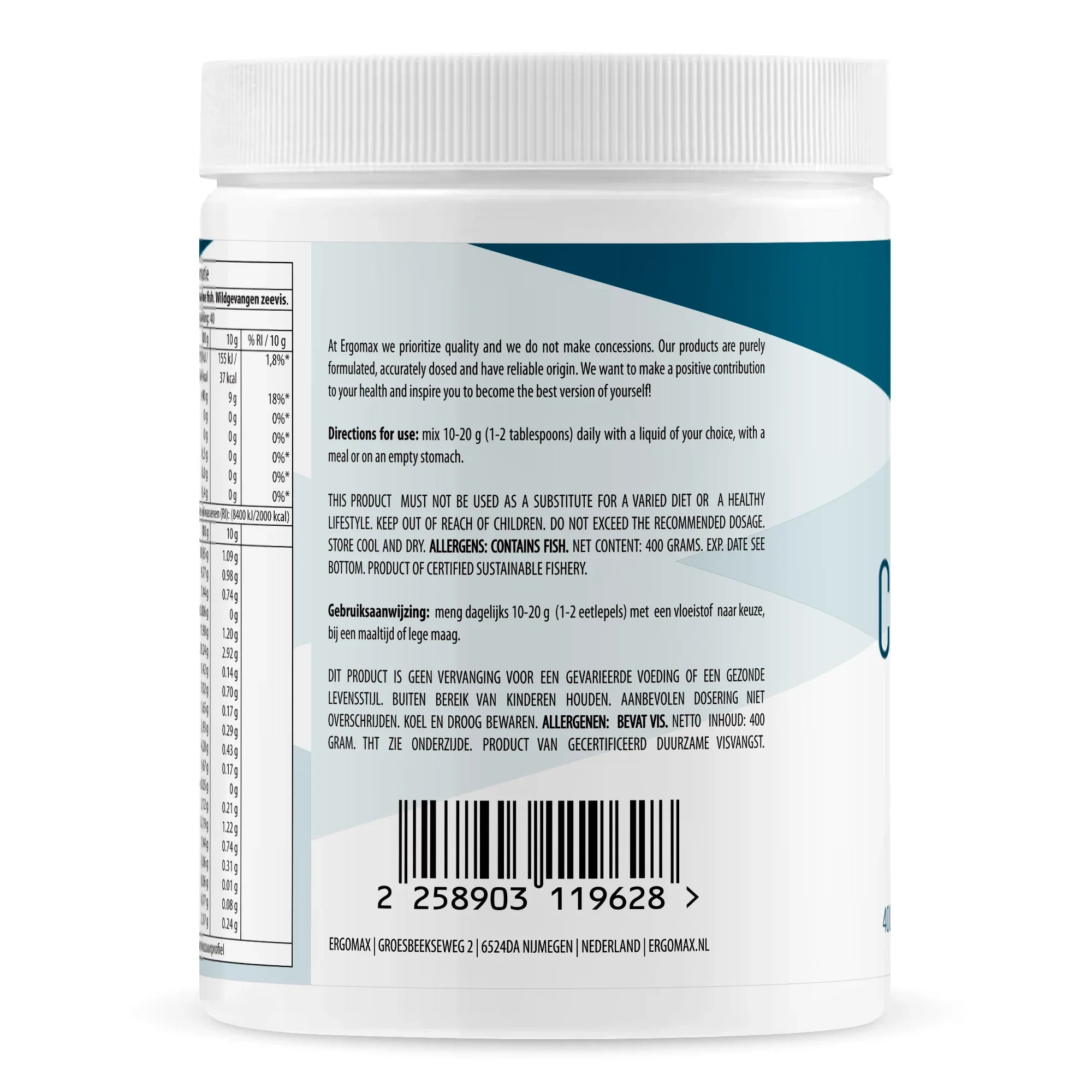 Gelatine - Collageen Hydrolysaat - Wilde Zeevis - Ergomax