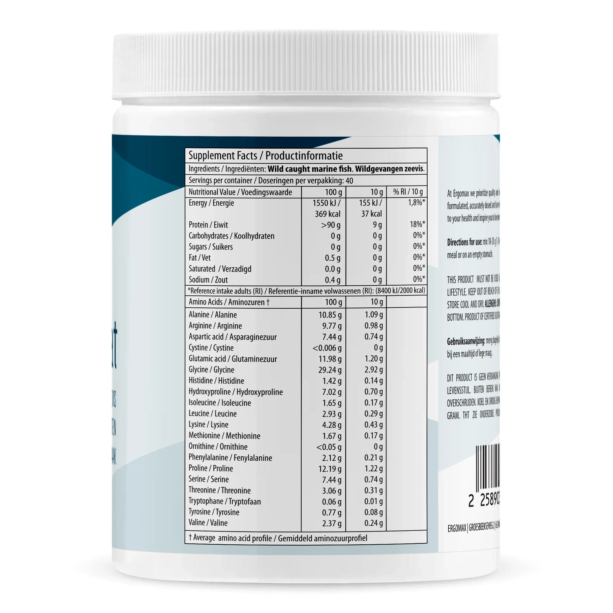 Gelatine - Collageen Hydrolysaat - Wilde Zeevis - Ergomax