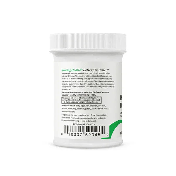 DAO enzyme capsules DAOgest 90 capsules - Seeking Health