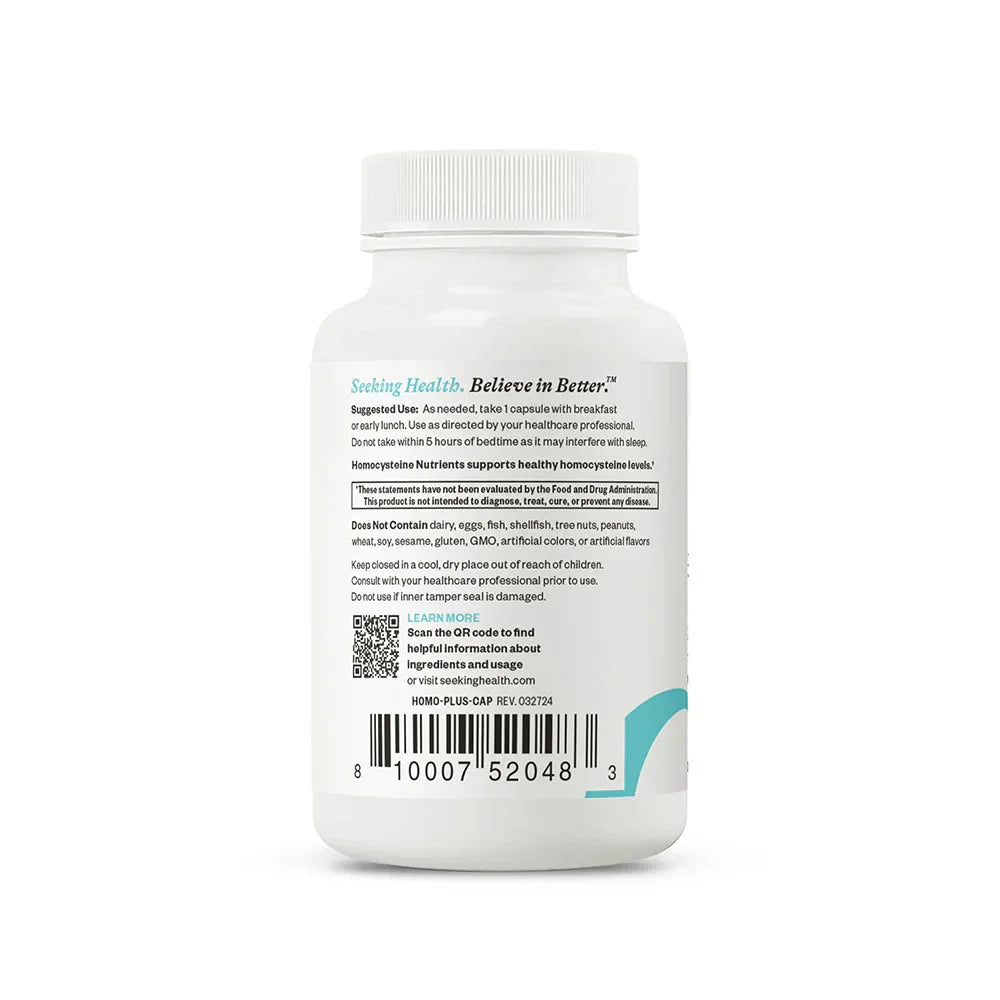 Etiket met voedingswaardetabel van Homocysteine Nutrients capsules