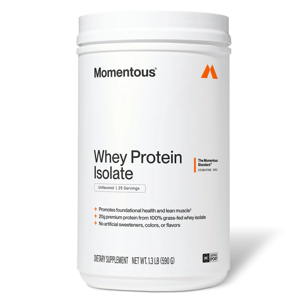 Momentous Whey Isolaat, etiket smaak Unflavored