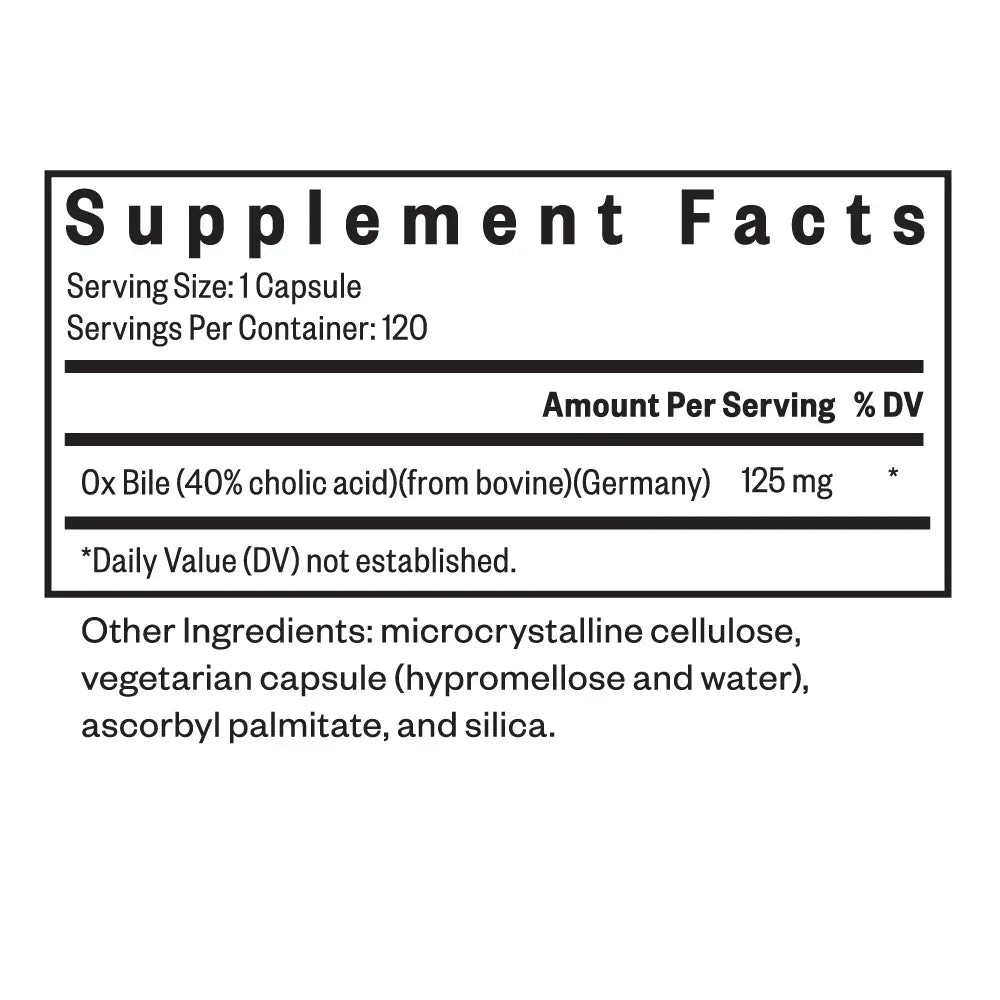 Ox Bile - Ochsengalle - 120 Kapseln