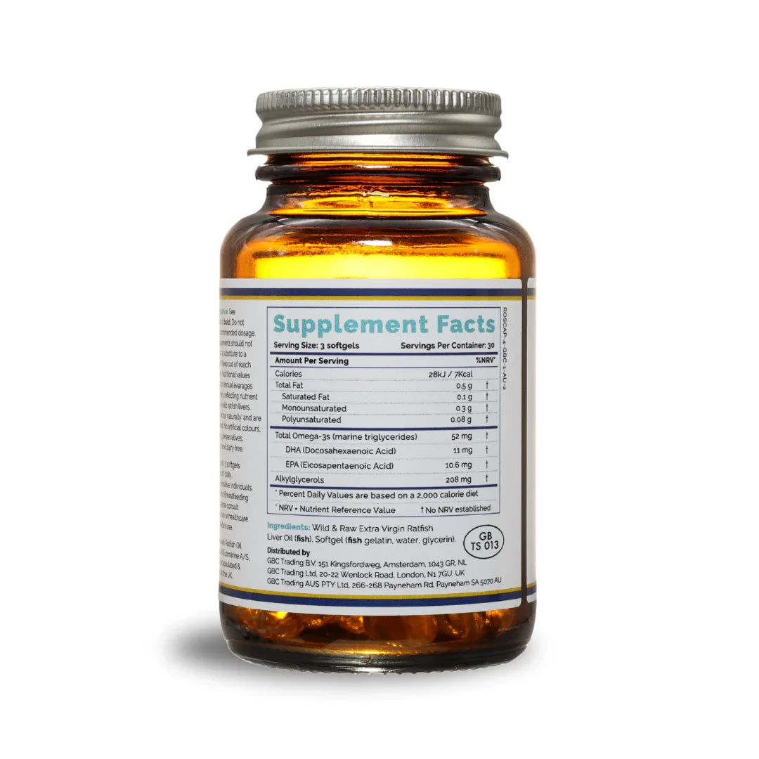 Extra Virgin Drachenfisch Lebertran (Ratfish Oil) - 90 Weichkapseln