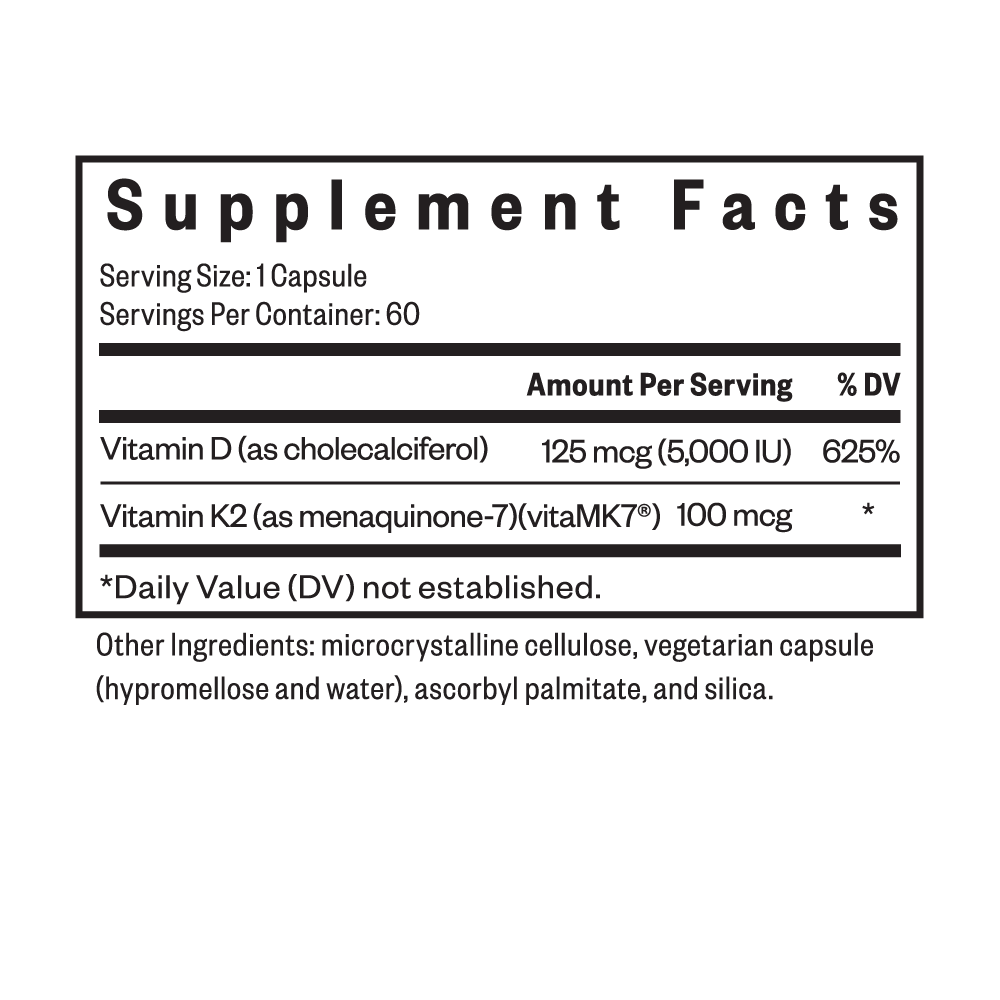 Vitamine D3 + K2 - 60 capsules