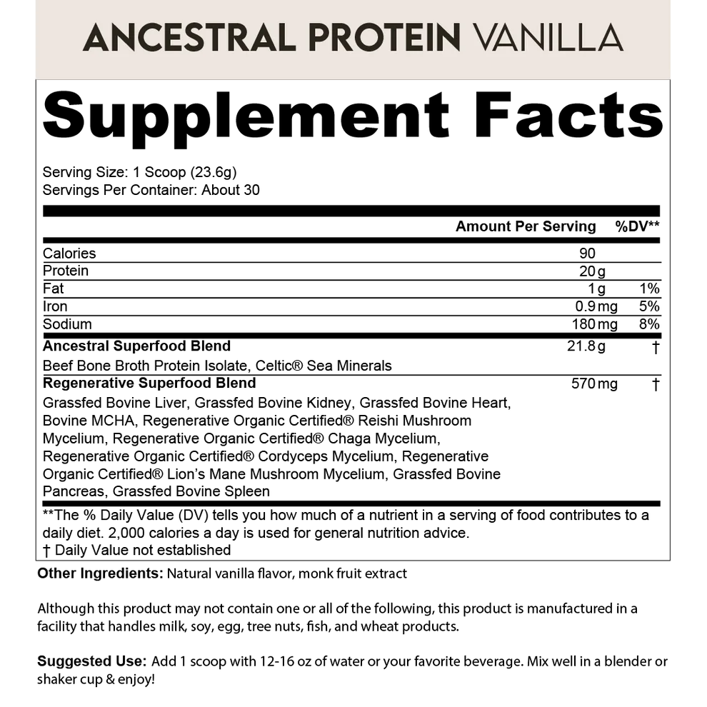 Ancestral Proteinpulver - Grasgefüttert - Vanille - 711 gramm