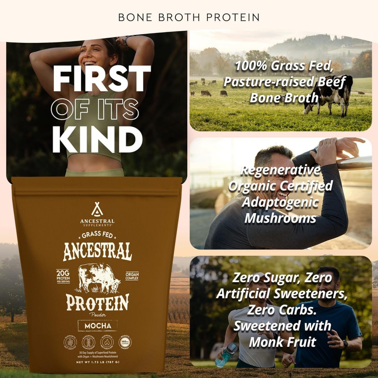 Ancestral Proteinpulver - Grasgefüttert - Mokka - 787 Gramm