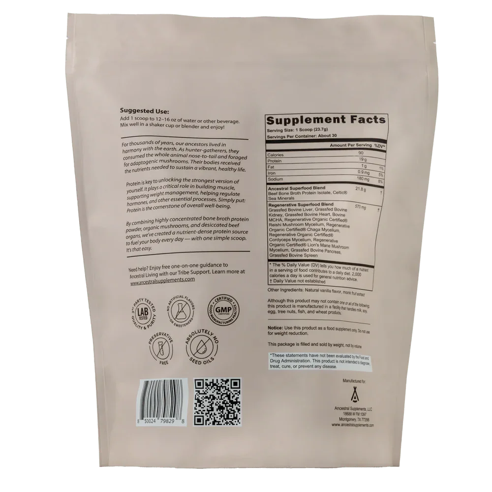 Ancestral Eiwitpoeder - Grasgevoerd & Vanille - 711 gram - Ergomax