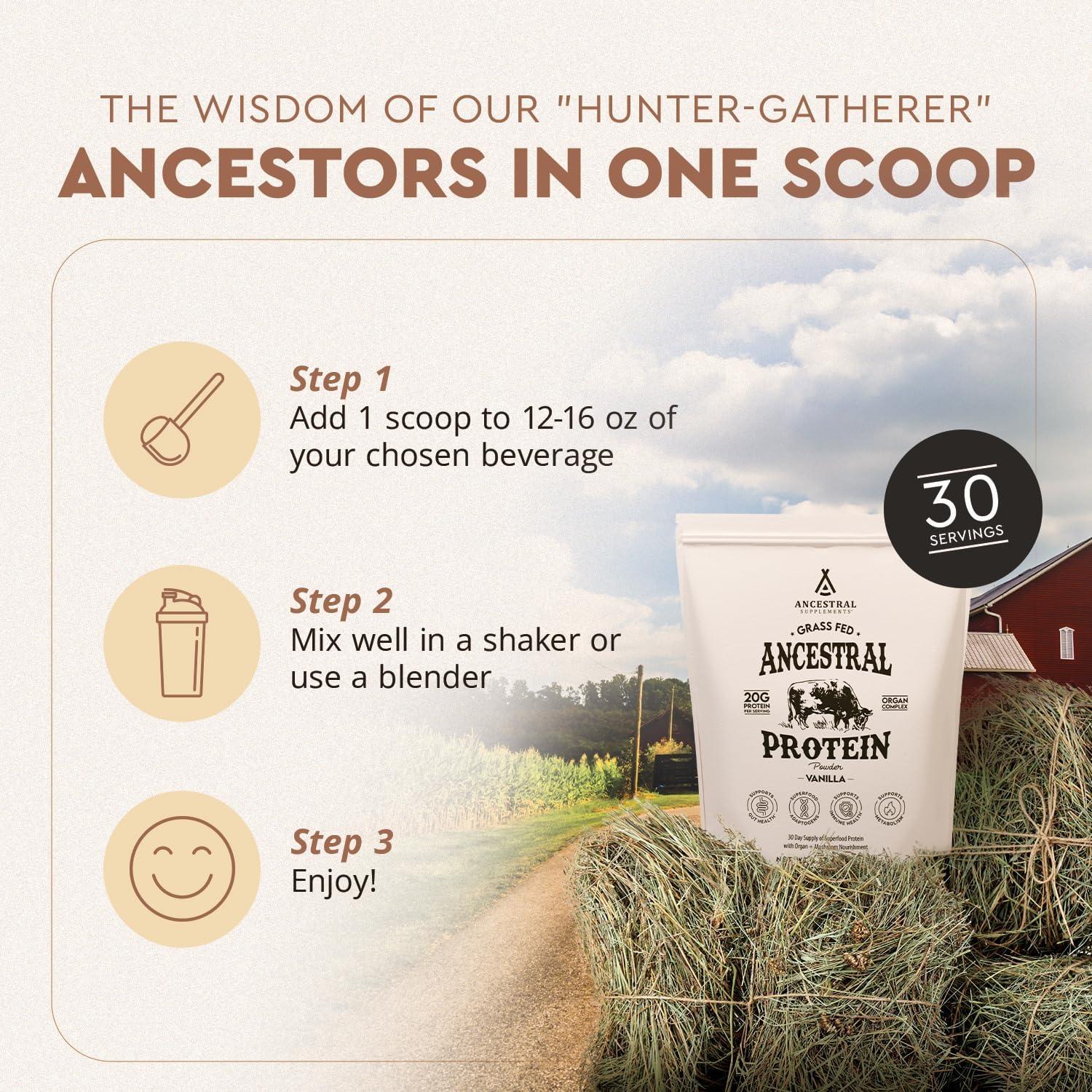 Ancestral Eiwitpoeder - Grasgevoerd & Vanille - 711 gram - Ergomax