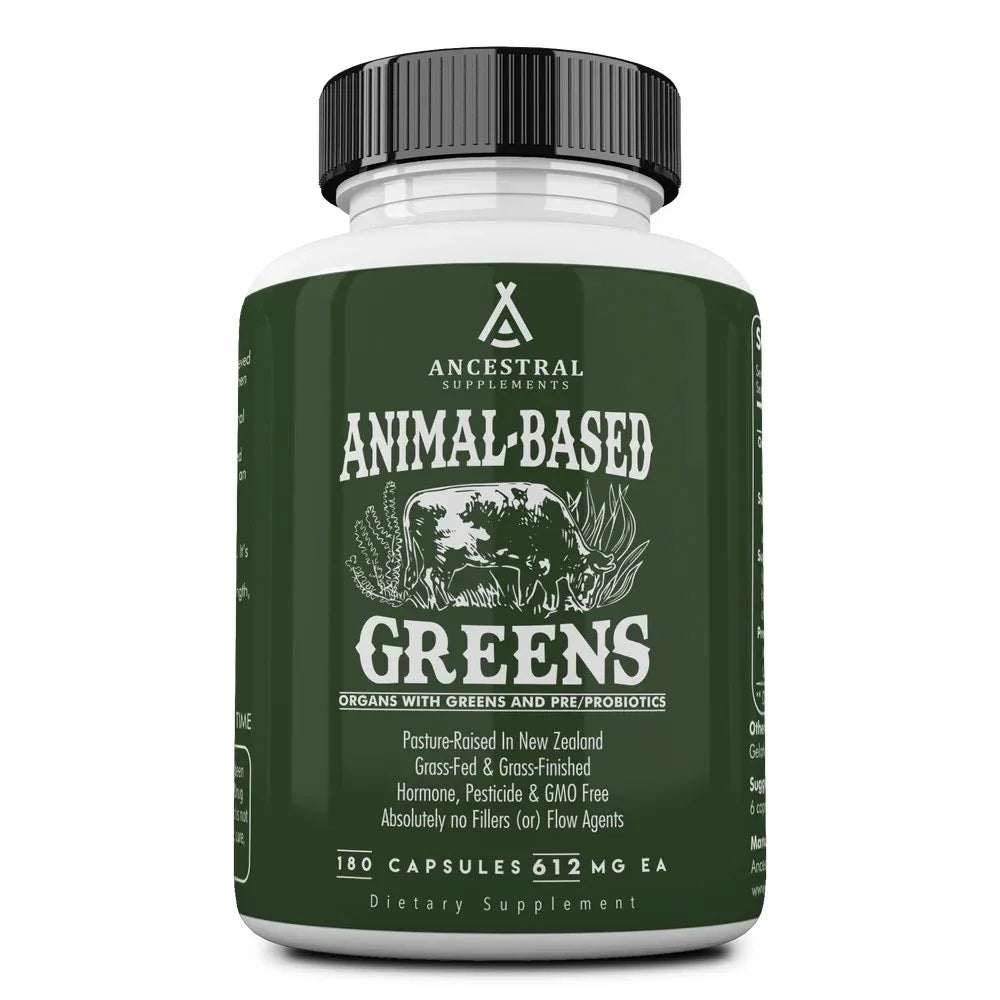 Animal-Based Greens supplement in verpakking