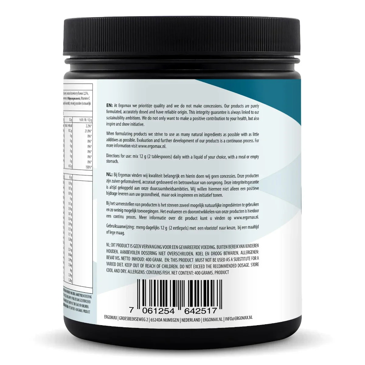 Gelatine - Collageen Hydrolysaat+ (Wilde Zeevis) - Aardbei - Ergomax