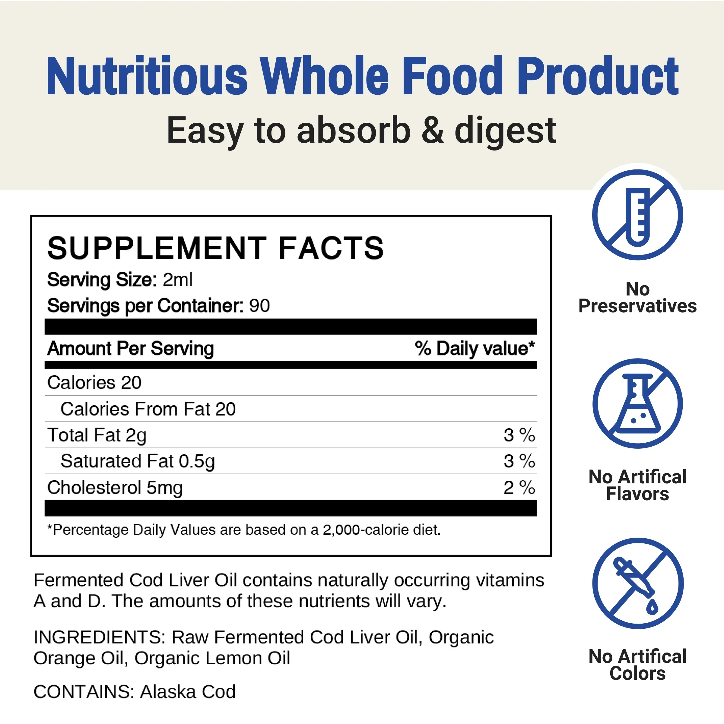 Gefermenteerde levertraan van duurzaam gevangen kabeljauw.