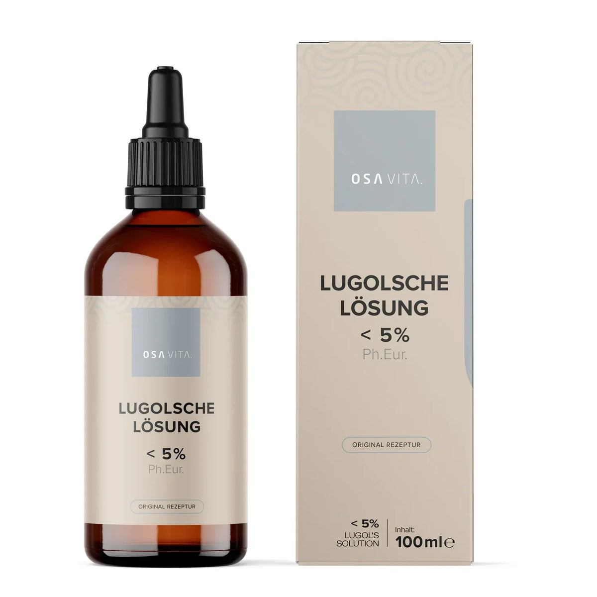Lugol’s jodium 5% oplossing in verpakking