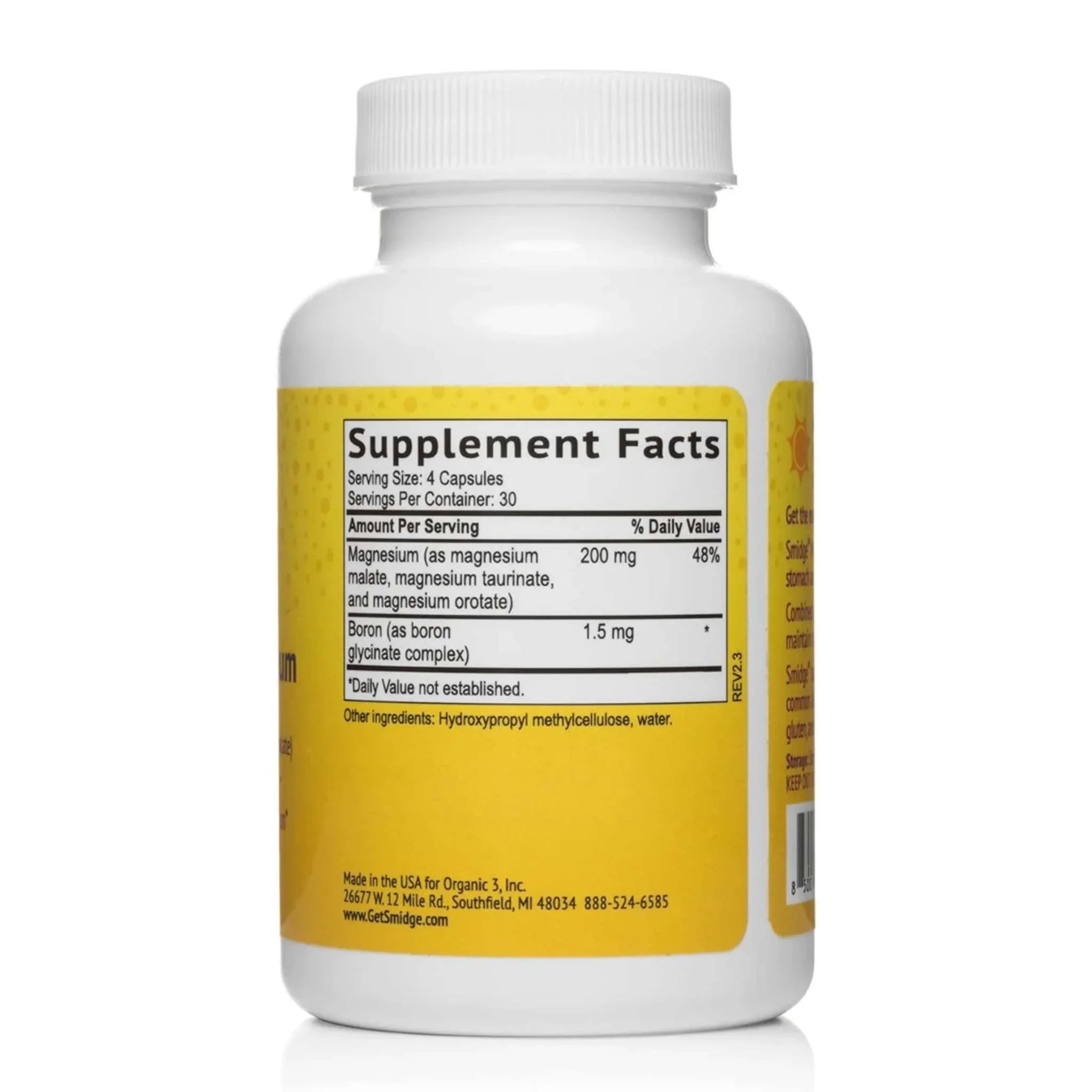 Etiket met voedingswaardetabel van Morning Magnesium magnesium complex