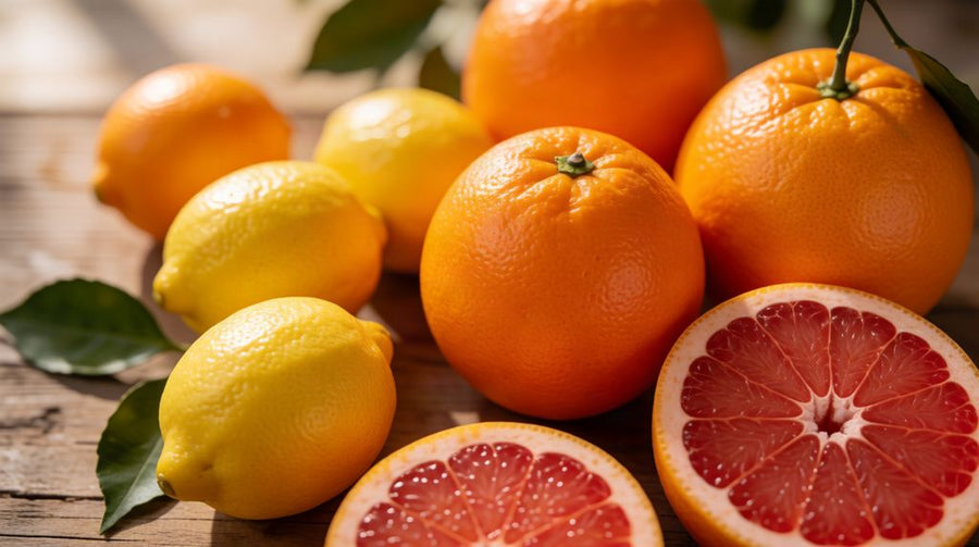 Sinaasappels, citroenen en een gehalveerde grapefruit