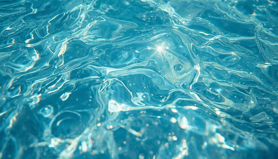 Close-up van helder blauw water