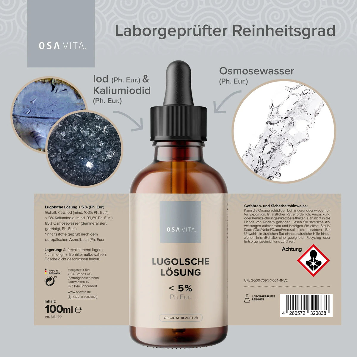 Lugol’s jodium 5% oplossing in verpakking