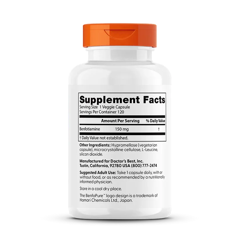 Etiket met productinformatie van benfotiamine BenfoPure