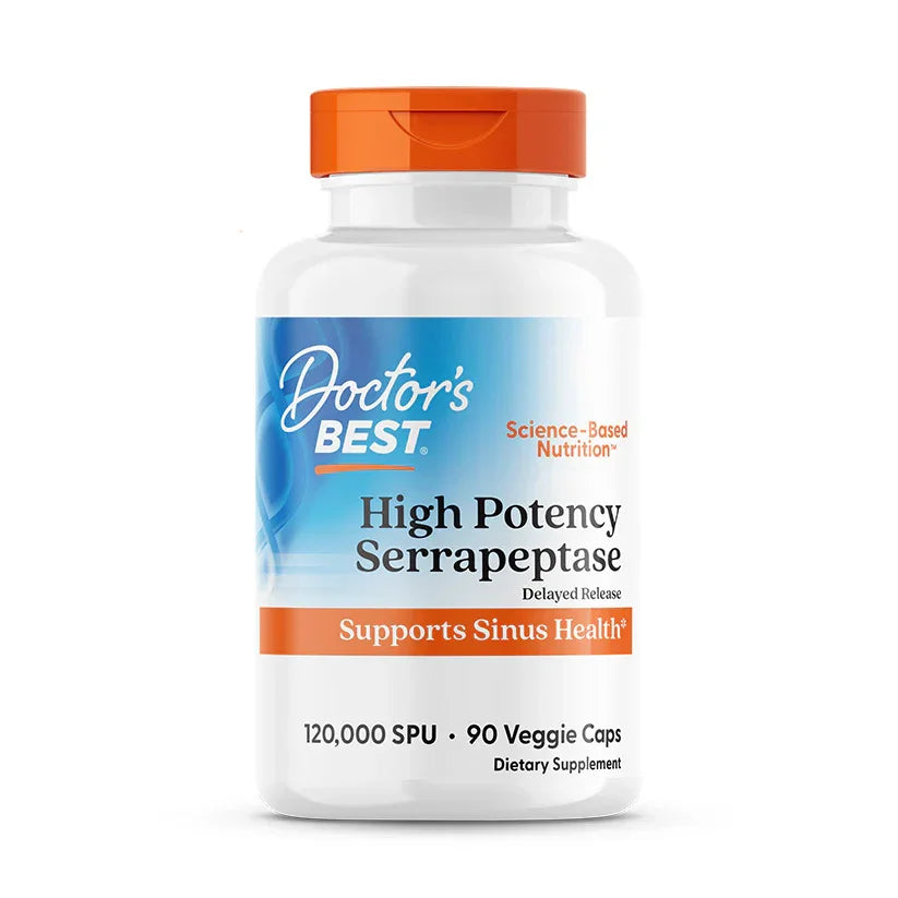 Serrapeptase 120.000 eenheden supplement in verpakking