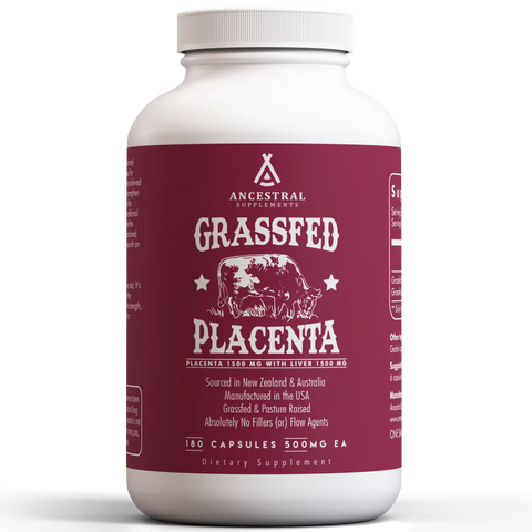 Ancestral Supplements Grassfed Placenta, pot met 180 capsules