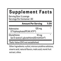 Etiket met voedingswaardetabel van Energy Nutrients zuigtabletten
