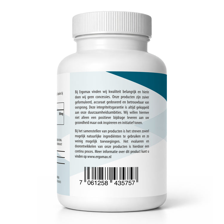 D-Serine van Ergomax, supplement in witte fles met duidelijke informatie, 60 capsules.