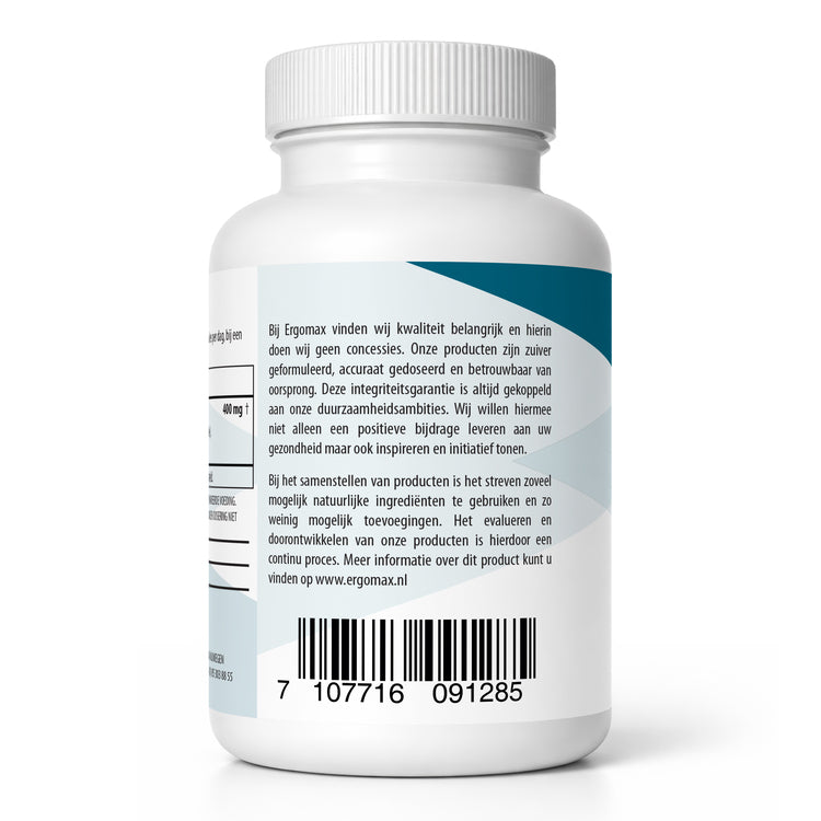 Fles met 2’-Fucosyllactose (2FL) prebiotica van Ergomax, 100 capsules.