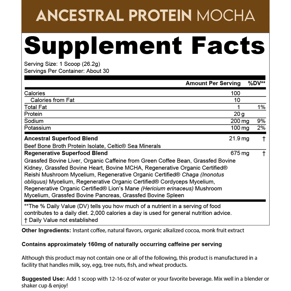 Ancestral Proteinpulver - Grasgefüttert - Mokka - 787 Gramm