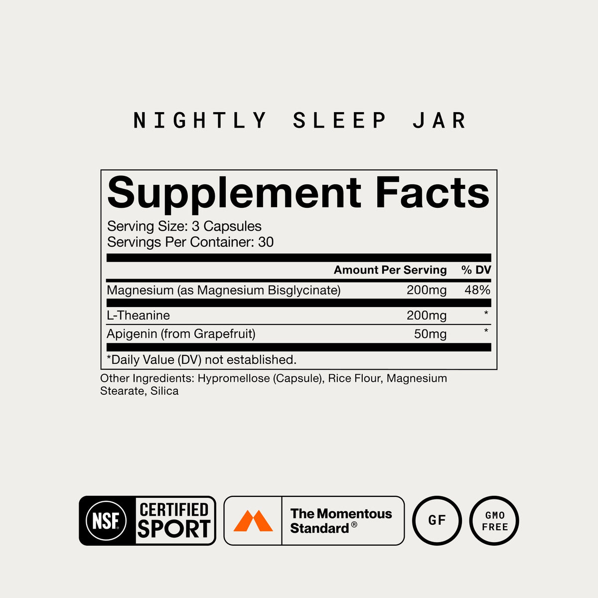 Nightly Sleep 90 capsules - Supplement Facts