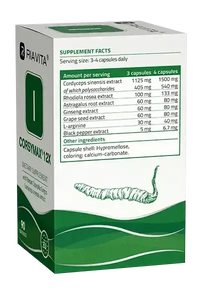 Achterkant van CorsyMAX 12x met ingrediënten en gebruiksinformatie