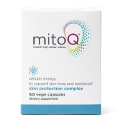 Frontansicht der Verpackung von MitoQ® - Hautschutzkomplex - 60 Kapseln